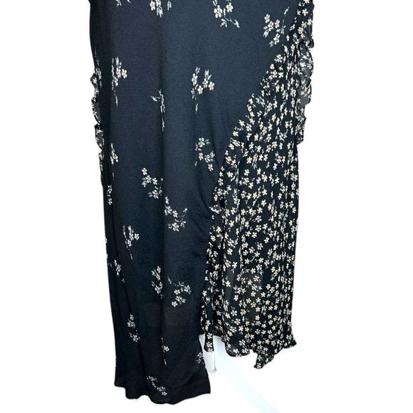 Tibi Black Multi Lila Floral Print Florence Midi Ruffle Long Dress Size 00‎ - Picture 7 of 13